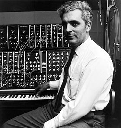 Robert Moog with the Original Moog Modular Synthesizer